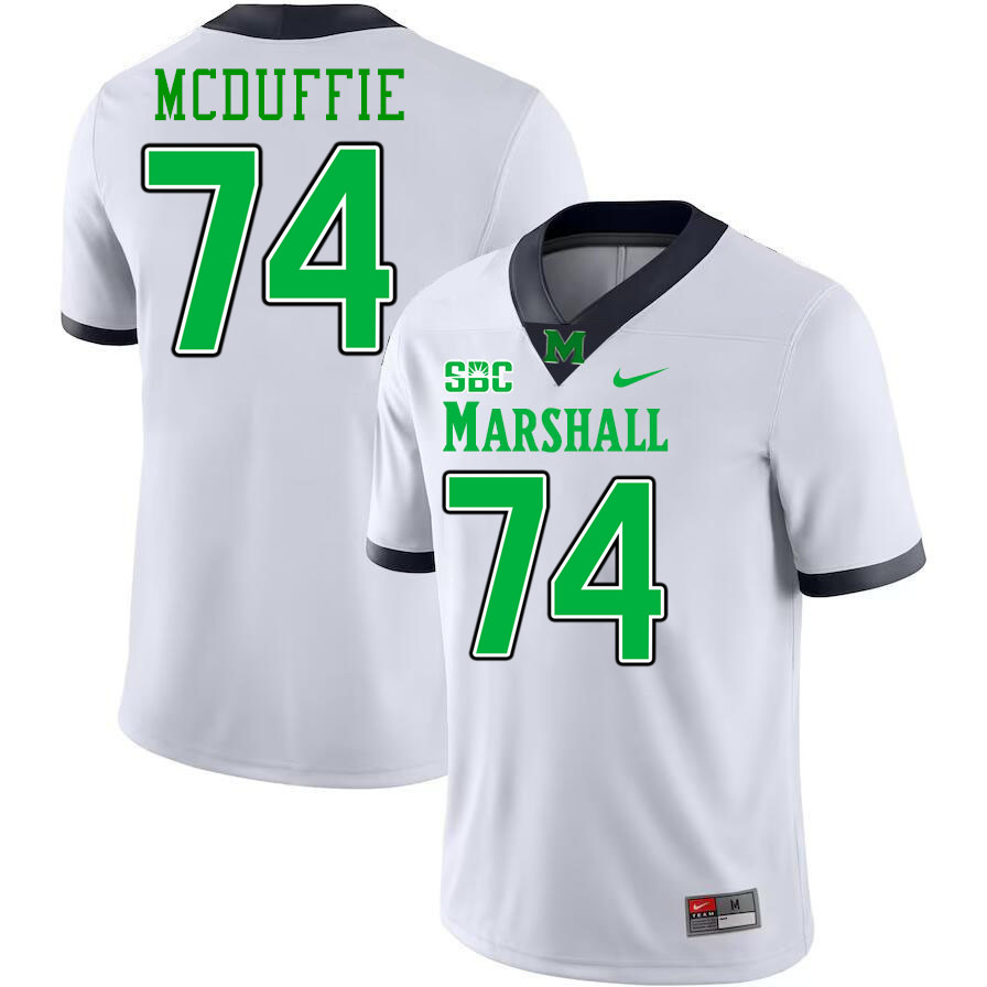 Marshall Thundering Herd #74 Tyler McDuffie College Football Jerseys Stitched-White